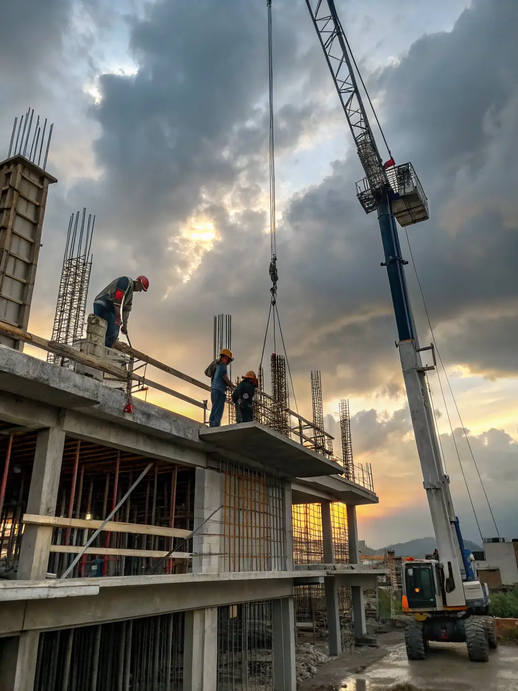 A completed construction project showcasing the reinforced concrete structure, emphasizing the final result of New Canadian Steel Ltd's work.